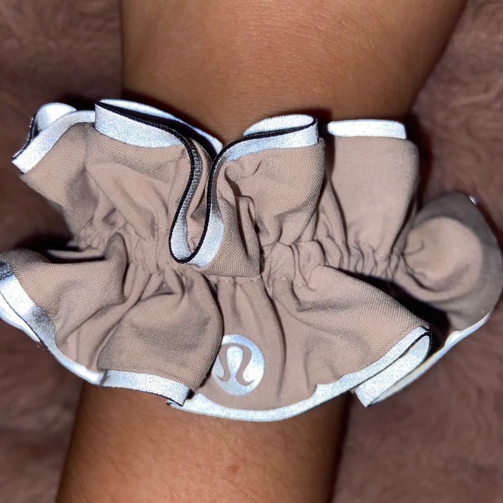 pink and silver lulu lemon scrunchie